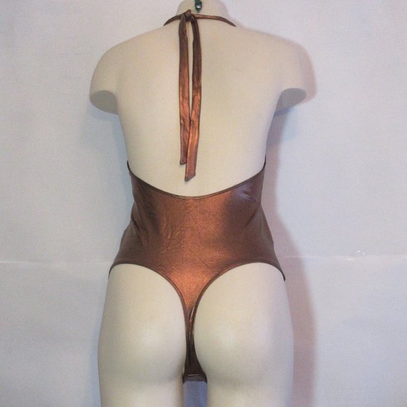 Aritzia  Little Moon  metallic Goldish  Luna Halter Bodysuit  Large - Picture 5 of 11